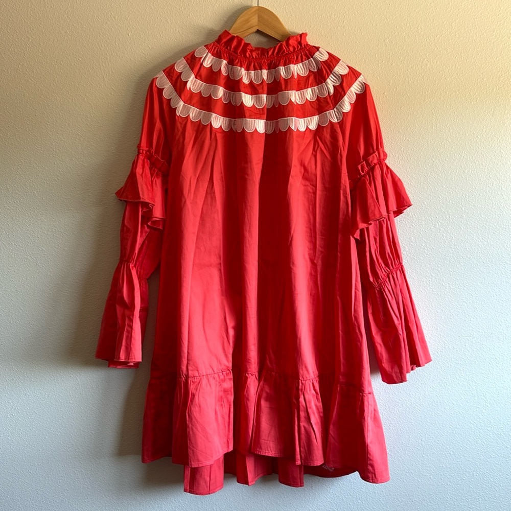 Cynthia Rowley coral ruffle dress, size medium
